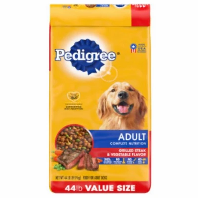 Dry Dog Food, Adult Complete Nutrition Grilled Steak & Vegetable, 44 Lbs.
