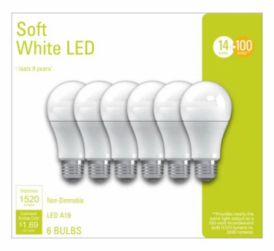 LED Light Bulbs, Soft White, 14 Watt, 1520 Lumens, 6-Pk.