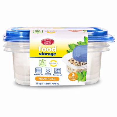 Food Storage Containers With Lids, Rectangle, 2.3-Cup, 3-Ct.