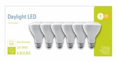 LED Light Bulbs, Daylight, 9 Watt, 650 Lumens, 6-Pk.