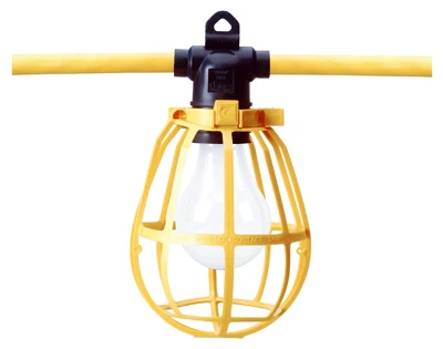 Temporary Work Light with Five Molded Light Sockets, 150 Watts, Yellow, 50 Feet Cord