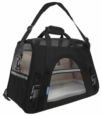 Soft Sided Pet Carrier Travel Bag, Black, Large