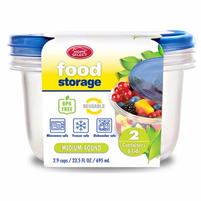 Food Storage Containers With Lids, Round, 2.9-Cup, 3-Pk.