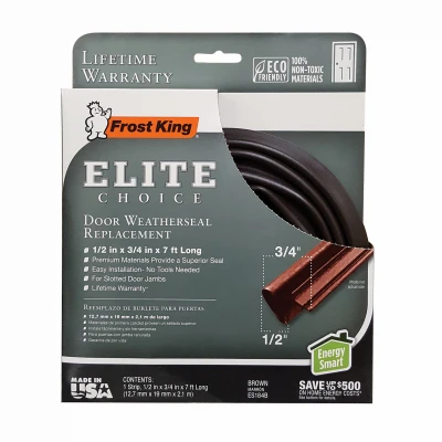 Elite Choice Door Weatherseal, Brown, 1/2 x 3/4 In. x 7 Ft.