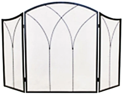Open Hearth Gothic Style Fireplace Screen, Brushed Bronze, 3-panel, 30"h X 48"w