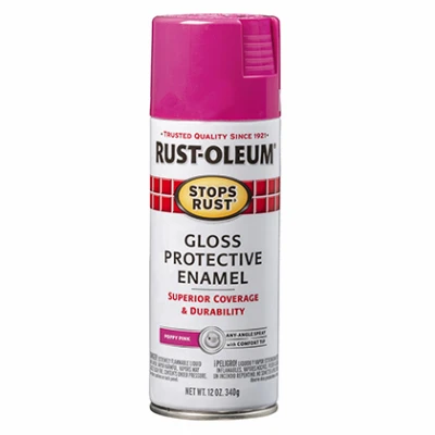 Stops Rust Enamel Spray Paint, Gloss Poppy Pink, 12-oz.