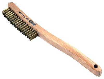 Wire Scratch Brush, Brass Bristles, Wood Handle