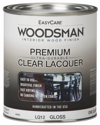 Woodsman Clear Gloss Lacquer Protective Finish for Wood and Metal, One Quart