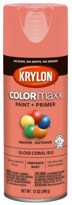 COLORmaxx Spray Paint + Primer, Gloss Coral Isle, 12-oz.
