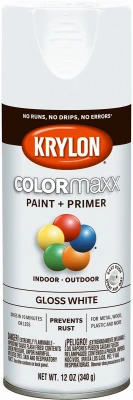 COLORmaxx Spray Paint + Primer, Gloss White, 12-oz.