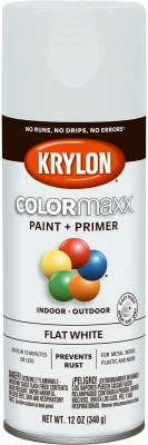 COLORmaxx Spray Paint + Primer, Flat White, 12-oz.