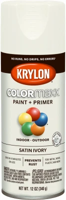 COLORmaxx Spray Paint + Primer, Satin Ivory, 12 oz.
