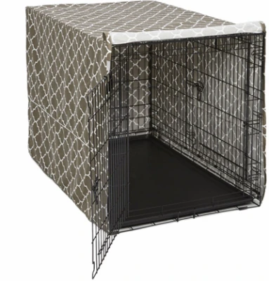 Quiet Time Covella Dog Crate Cover, Brown Geo Pattern, Fits 48-inch Crates