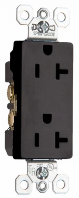Pass and Seymour Heavy-Duty Decorator Electrical Outlet, 20 Amp, Black