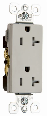 Pass and Seymour Heavy Duty Decorator Electrical Outlet, Gray, 20 Amp