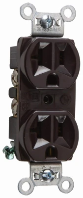 Pass and Seymour Commercial-Grade Duplex Outlet, 20 Amps, Brown