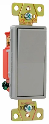 Pass and Seymour Decorator 3-Way Wall Switch, Gray, 20 Amp