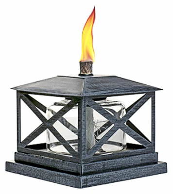 Petite Metal Lantern Table Torch, 5.5 Inches Height, Decorative Outdoor Lighting