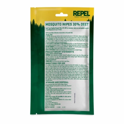 Mosquito Wipes, Unscented, 30% DEET, 15-Ct.
