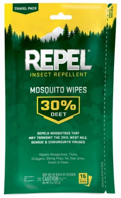 Mosquito Wipes, Unscented, 30% DEET, 15-Ct.
