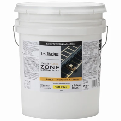 Zone Marking Paint, Flat Latex, Yellow, 5 Gallons