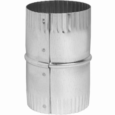 HVAC Duct Pipe Connector, Round, Crimped Ends, Galvanized, 6 In.