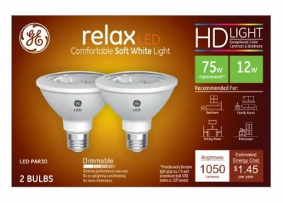 LED Light Bulbs, Soft White, Par 30, Short Neck, Clear, 12 Watt, Medium Base, 2-Pk