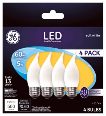 Decorative Led Light Bulbs, Frosted, 5w, 500 Lumens, 4-pk, Dimmable, 2700k