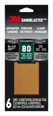 Sandblaster Sandpaper, 3-2/3 In. x 9 In., 80 Grit, 6-Pk