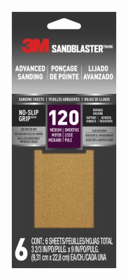 Sandblaster Sandpaper, 3-2/3 In. x 9 In., 120 Grit, 6-Pk