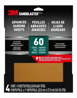 Sandblaster Sandpaper, 80 Grit, 9 x 11 In., 3-Pk.