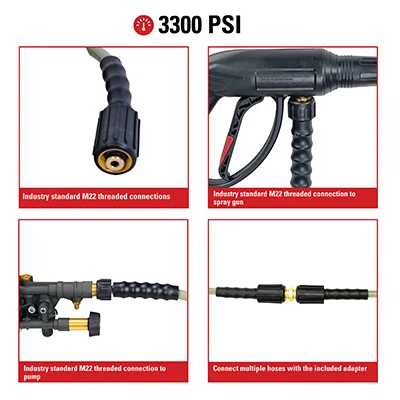 Morflex Pressure Washer Hose 1/4 Inch by 25 Feet Rated Up to 3200 PSI