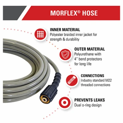 Morflex Pressure Washer Hose, 5/16 In. X 50 Ft., Rated Up To 3700 Psi