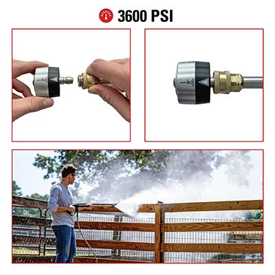Universal Five-in-One Pressure Washer Nozzle with 1/4-Inch Quick Connect, Cold Water Use, Rated Up to 3600 Pounds Per Square Inch