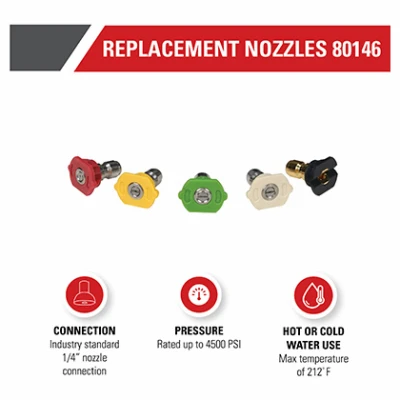 Universal Pressure Washer Replacement Nozzles Set, 4500 Psi, 5 Nozzles