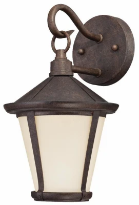 LED Victorian Wall Light Fixture, Bronze with Amber Frosted Glass