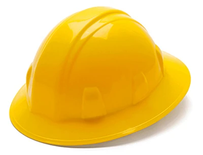 Hard Hat, Full Brim, Ratchet Adjustment, Yellow