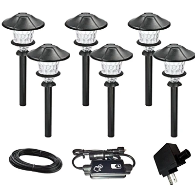 Black Aluminum LED Path Light, 16 Lumens, 0.75 Watt, 6 Piece Set