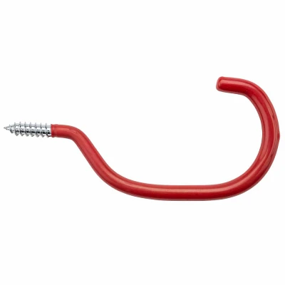 Bicycle Hook, Red Vinyl-Coated Steel, 4 In.