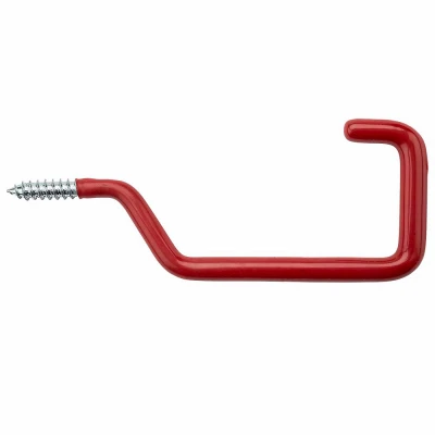 Rafter Screw Hook, Red Vinyl-Coated Steel