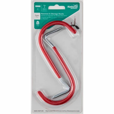 Curved Drive Hook, Red Vinyl-Coated Steel
