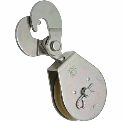 Scissor Hook Single Pulley, Zinc, 3 In.
