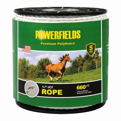 Electric Fence Poly Hot Rope Wire, 1/4-In. x 660-Ft.