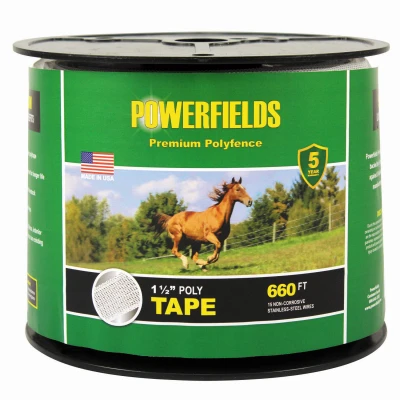 Electric Fence Poly Tape, White, 1.5 Inches by 660 Feet Roll