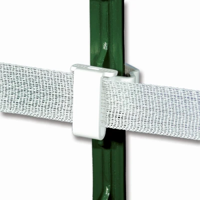 T-Post Insulators, Wide White Poly Tape, 25-Pk.