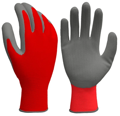 Honeycomb Grip Work Gloves, Latex Palm, Red, Men's L