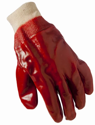 Pvc-coated Work Gloves With Jersey Lining, Men's Large, Red