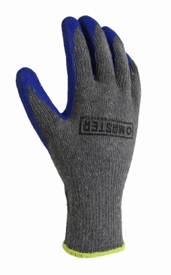 Men's Medium Latex-Coated Gloves with Blue Crinkle Finish and Knit Shell
