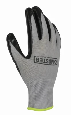 Men's Extra Large Nitrile-coated Work Gloves, Black/gray Polyester Shell