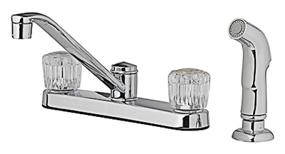 Kitchen Faucet With Side Spray, 2 Acrylic Handles, Chrome